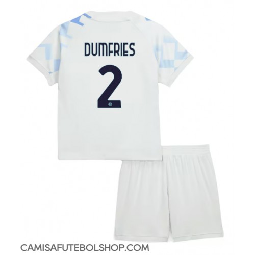 Camisa de time de futebol Inter Milan Denzel Dumfries #2 Replicas 2º Equipamento Infantil 2025-26 Manga Curta (+ Calças curtas)